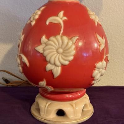 Antique Deco Pink - Orange Pressed Glass Lamp Circ 1940