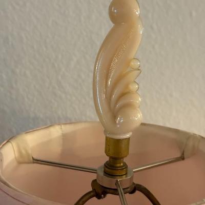 Antique Deco Pink - Orange Pressed Glass Lamp Circ 1940