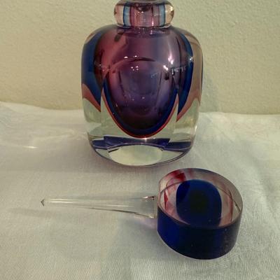 Murano Glass Perfume Bottle Decanter with Bulls Eye Stopper