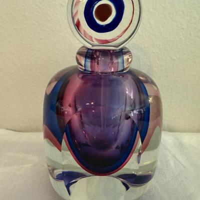 Murano Glass Perfume Bottle Decanter with Bulls Eye Stopper