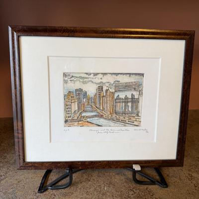 Chicago Skyline Watercolor by Dennis O’Malley (O-BM)