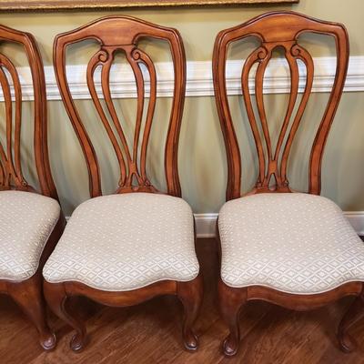 Inlay Dining Table w/ Two Leaves and Six Chairs (DR-KD)