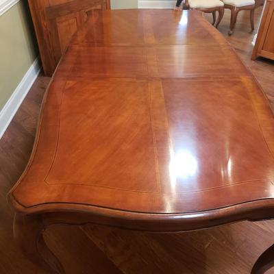 Inlay Dining Table w/ Two Leaves and Six Chairs (DR-KD)