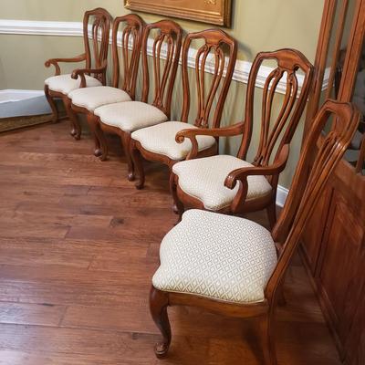 Inlay Dining Table w/ Two Leaves and Six Chairs (DR-KD)
