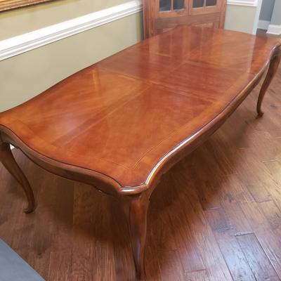 Inlay Dining Table w/ Two Leaves and Six Chairs (DR-KD)