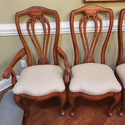 Inlay Dining Table w/ Two Leaves and Six Chairs (DR-KD)