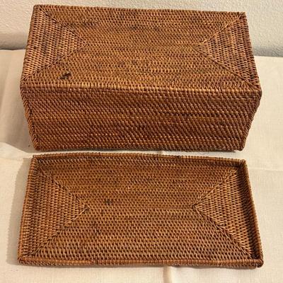 Rattan Lidded Storage Basket