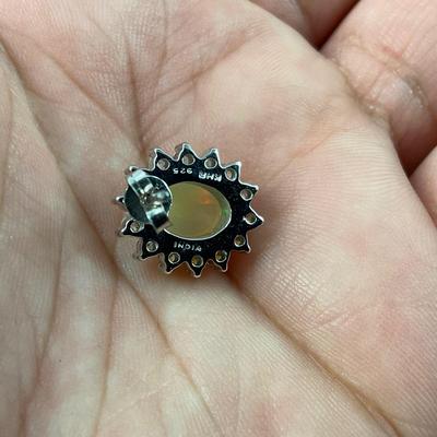 -6- STERLING | Oval Ethiopian Opal Earrings | Marked