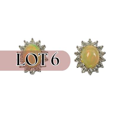 -6- STERLING | Oval Ethiopian Opal Earrings | Marked