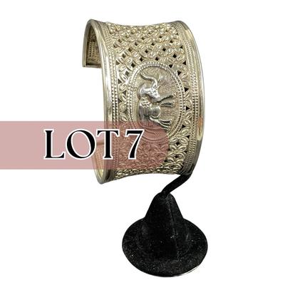 -7- STERLING | Elephant Cuff Bracelet | Marked