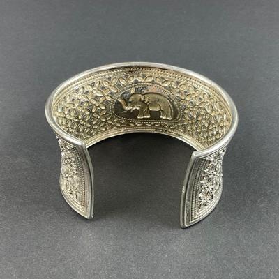 -7- STERLING | Elephant Cuff Bracelet | Marked