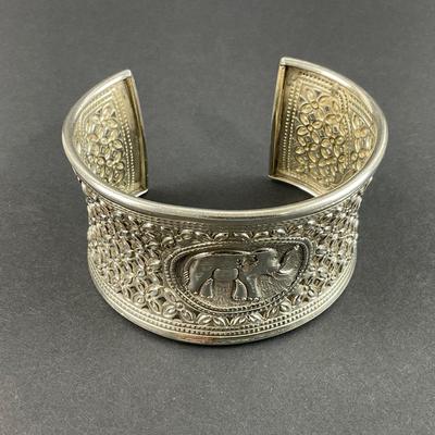 -7- STERLING | Elephant Cuff Bracelet | Marked