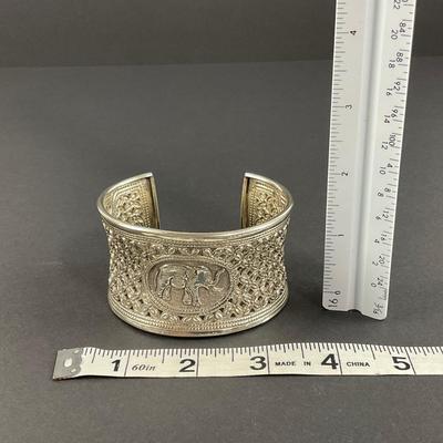 -7- STERLING | Elephant Cuff Bracelet | Marked