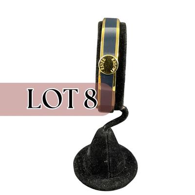 -8- ESTEÉ LAUDER | Navy Blue & Gold Tone Bracelet | Marked