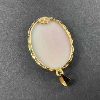 -9- GOLD | Italy Pink Angel Skin 14K Signed Cameo | Marked