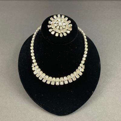 -10- EISENBERG ICE | Rhinestone Necklace & Unmarked Rhinestone Brooch