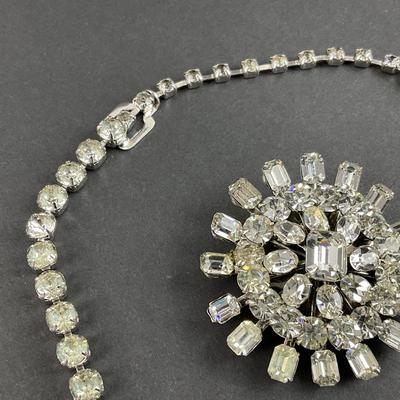 -10- EISENBERG ICE | Rhinestone Necklace & Unmarked Rhinestone Brooch