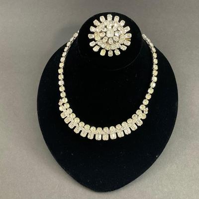 -10- EISENBERG ICE | Rhinestone Necklace & Unmarked Rhinestone Brooch