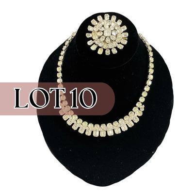 -10- EISENBERG ICE | Rhinestone Necklace & Unmarked Rhinestone Brooch