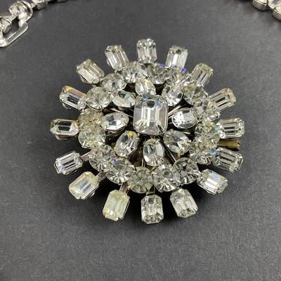 -10- EISENBERG ICE | Rhinestone Necklace & Unmarked Rhinestone Brooch