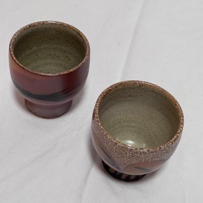 Japanese Style Ceramic Sake Bottle and Cups by Kyle Carpenter (LR-DZ)