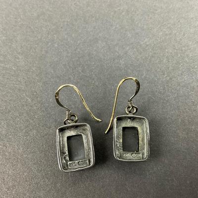 -14- STERLING | Pair Of Ying & Yang And Onyx Earrings | Marked