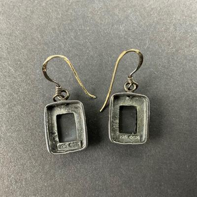 -14- STERLING | Pair Of Ying & Yang And Onyx Earrings | Marked
