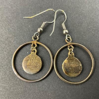 -14- STERLING | Pair Of Ying & Yang And Onyx Earrings | Marked