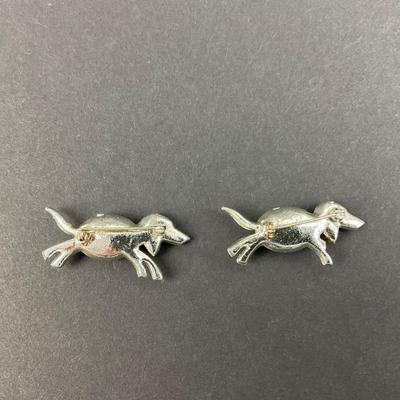 -17- COSTUME | Silver Tone Puppy Brooches