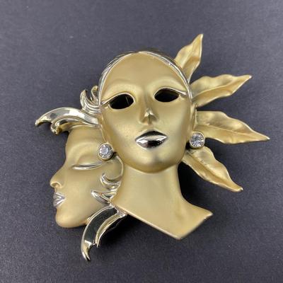 -18- BROOCH | Retro Art Deco Face Brooch