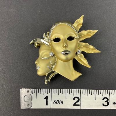 -18- BROOCH | Retro Art Deco Face Brooch