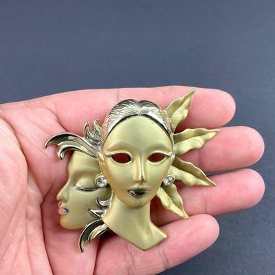-18- BROOCH | Retro Art Deco Face Brooch