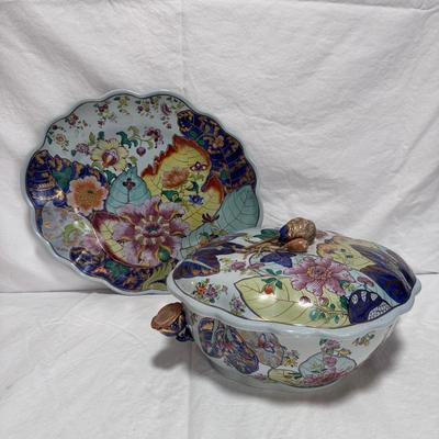 Mottahedeh Tobacco Leaf Porcelain Tureen w/ Platter (LR-DZ)