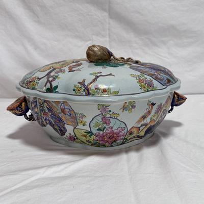 Mottahedeh Tobacco Leaf Porcelain Tureen w/ Platter (LR-DZ)