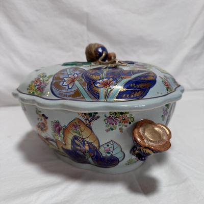 Mottahedeh Tobacco Leaf Porcelain Tureen w/ Platter (LR-DZ)