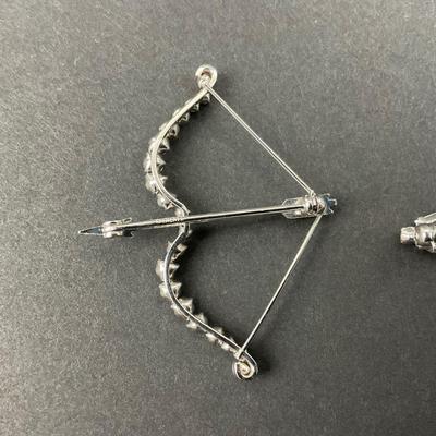 -20- BROOCH | Rhinestone Krementz & Unmarked Brooch