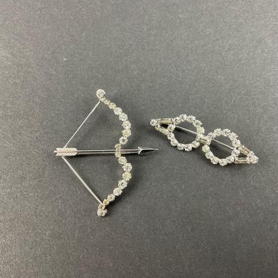 -20- BROOCH | Rhinestone Krementz & Unmarked Brooch
