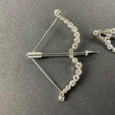 -20- BROOCH | Rhinestone Krementz & Unmarked Brooch