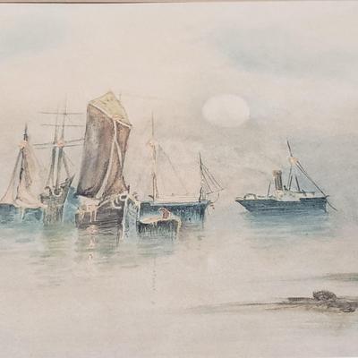 "Moonrise" Watercolor Seascape (DR-KD)