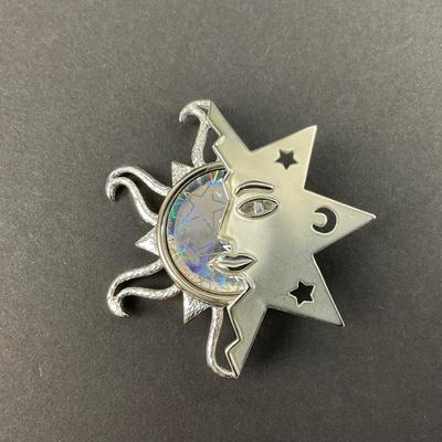 -21- BROOCH | Sun, Moon, & Stars Silver Tone Brooch