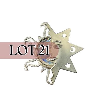 -21- BROOCH | Sun, Moon, & Stars Silver Tone Brooch