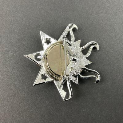 -21- BROOCH | Sun, Moon, & Stars Silver Tone Brooch