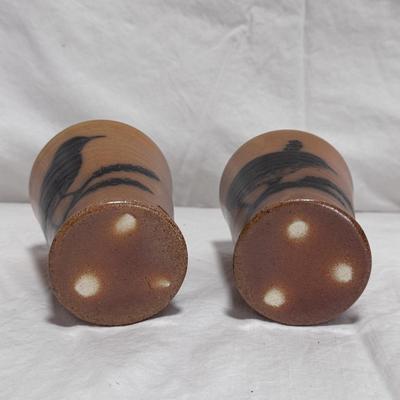 Six Kyle Carpenter Ceramic Cups w/ Bird Design (LR-DZ)