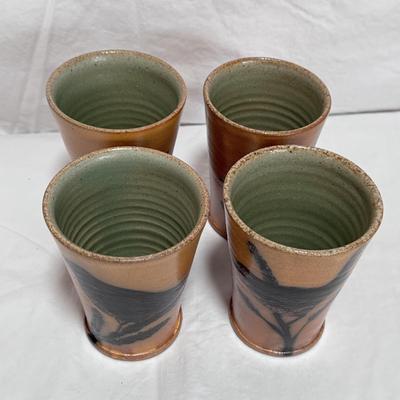 Six Kyle Carpenter Ceramic Cups w/ Bird Design (LR-DZ)