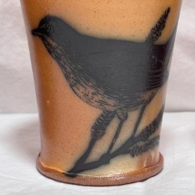 Six Kyle Carpenter Ceramic Cups w/ Bird Design (LR-DZ)