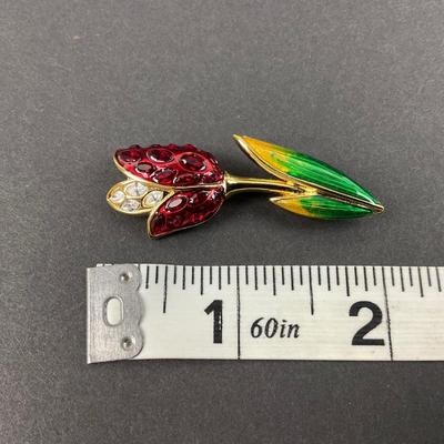 -24- SWAROVSKI | Pave Crystal tulip Flower Brooch | Marked