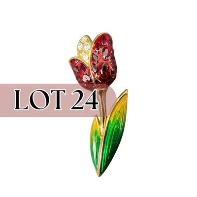 -24- SWAROVSKI | Pave Crystal tulip Flower Brooch | Marked