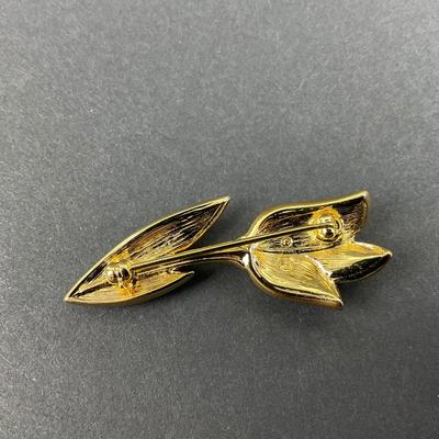 -24- SWAROVSKI | Pave Crystal tulip Flower Brooch | Marked