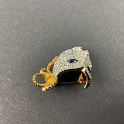 -25- SWAROVSKI | Crystal Mask Brooch | Marked