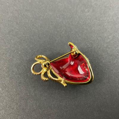 -25- SWAROVSKI | Crystal Mask Brooch | Marked